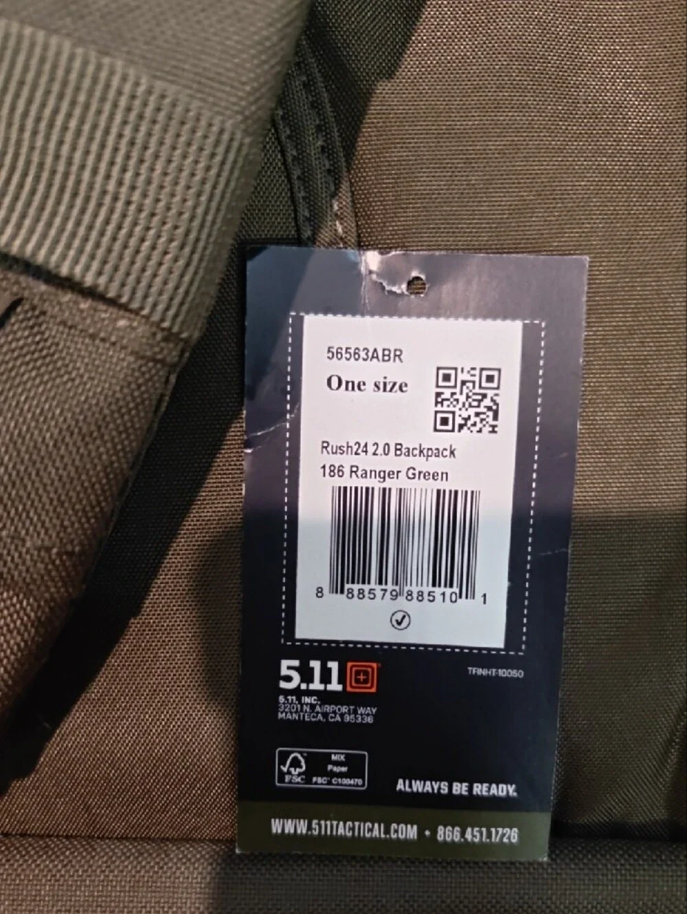 5.11 Rush 24 2.0 Backpack Ranger Green With Tag